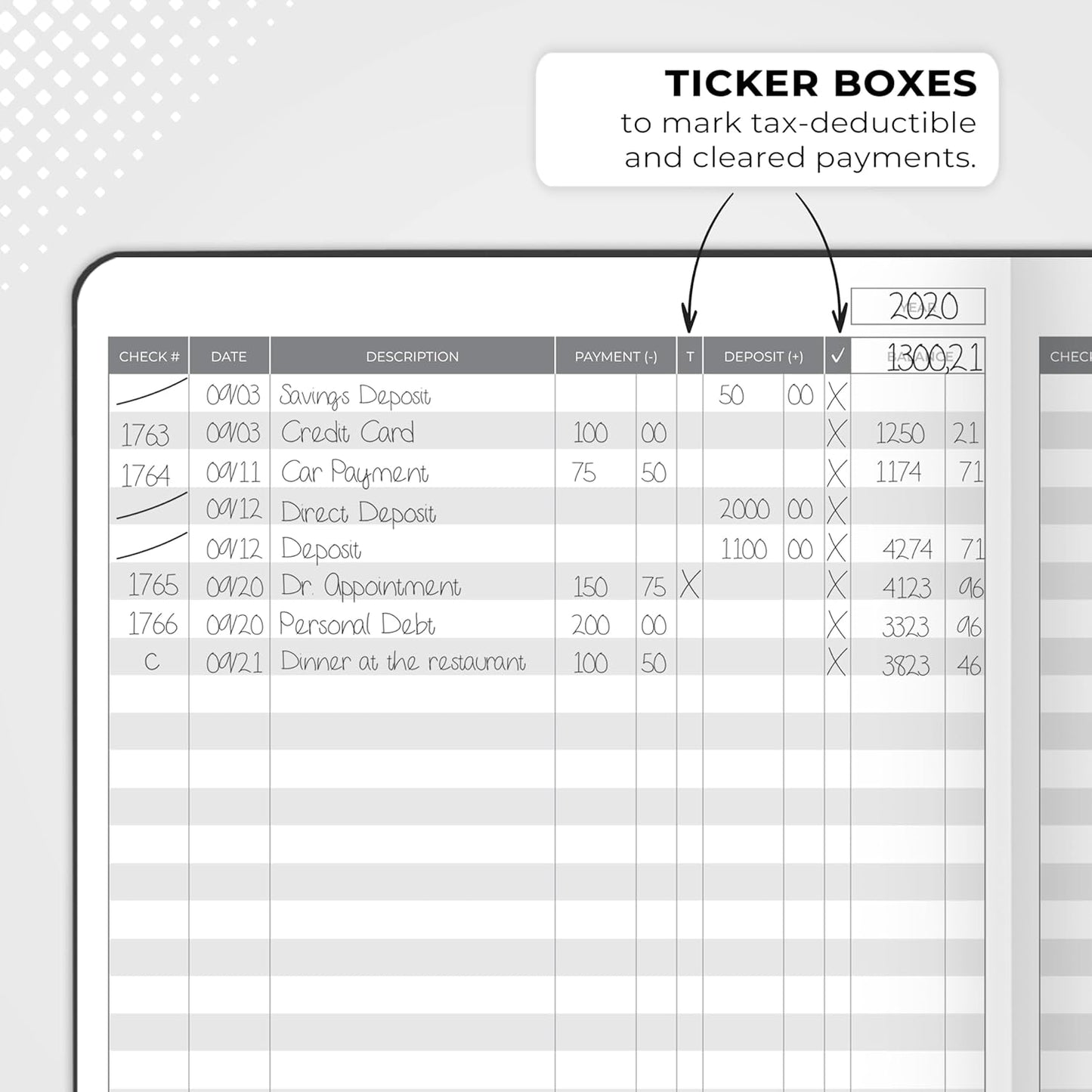 Clever Fox Check Register Book - Deluxe Transaction Register, Accounting Ledger Book, Checkbook Register & Checking Account Register Book for Personal and Work Use, Large Size, 7x10” - Black