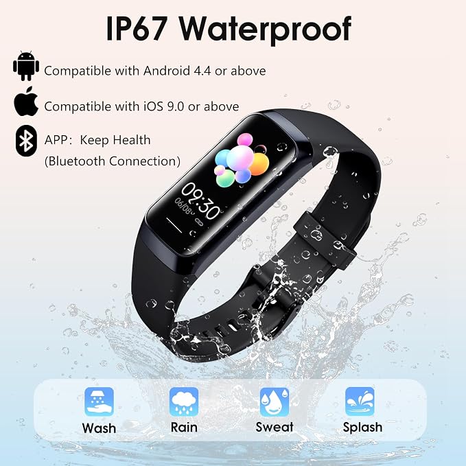 Fitness Tracker, 24/7 Heart Rate Blood Oxygen Blood Pressure Body Temp Monitor - Image 7