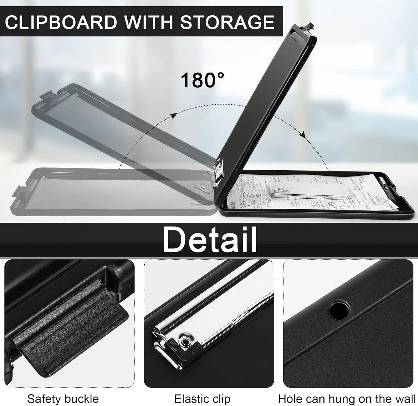 Geyee 8 Pcs Clipboard with Storage Plastic Foldable Nursing Clipboard Storage with Pen Holder 9. 5 x 13. 4 Inch Foldable Clip Board with Low Profile Clip for Student Teacher Nurse Office Supplies