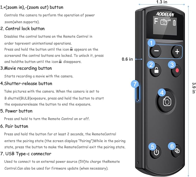 for Fujifilm Camera Rechargeable Shutter Release, AODELAN Wireless Remote - Image 7