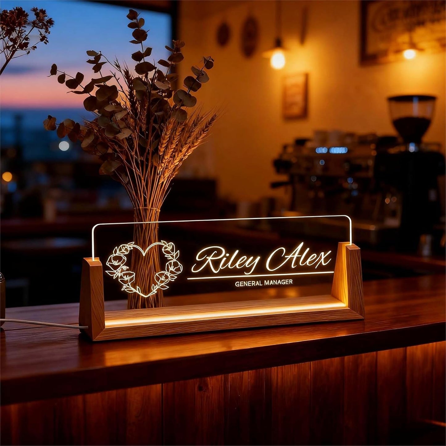 Custom Desk Name Plate Personalized, Light Up Office Name Sign for Boss Coworker Employee, Appreciation Gifts for Professionals, Modern Office Decor