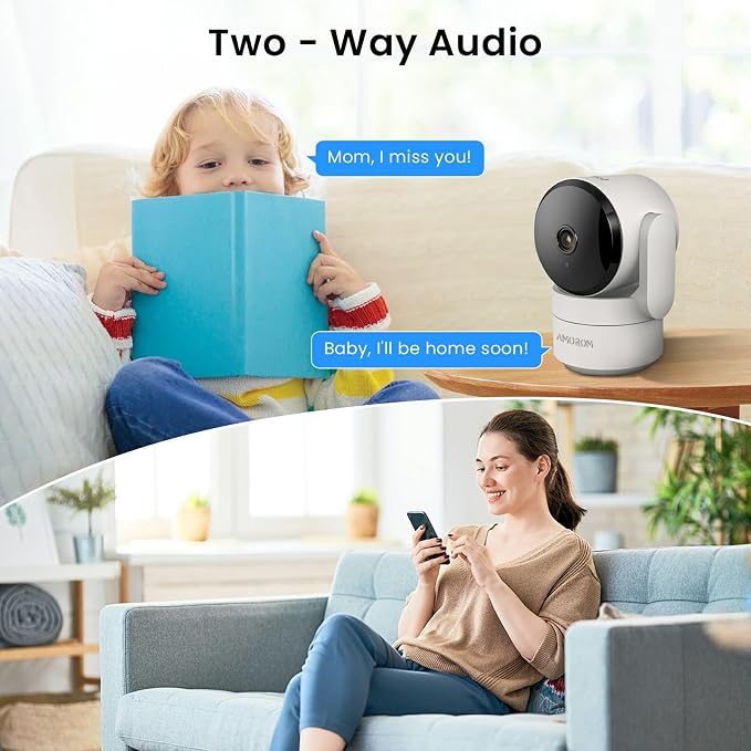 AMOROM 2 Pack 2K Indoor Security Camera Wireless, 360° Pan-Tilt Wi-Fi Pet/Baby - Image 5