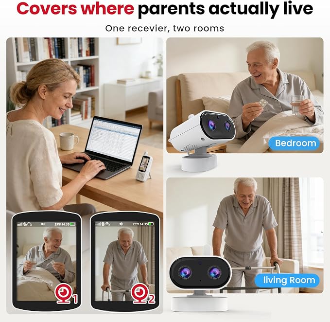 CallToU Elderly Monitor with Camera and Audio, 2-Way Talk Baby Monitors - Image 2