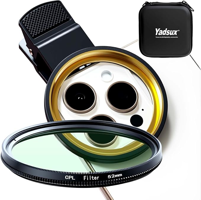 52mm Polarizing Phone Filter for iPhone, Clip-on CPL Lens Eliminates Glare & - Image 2