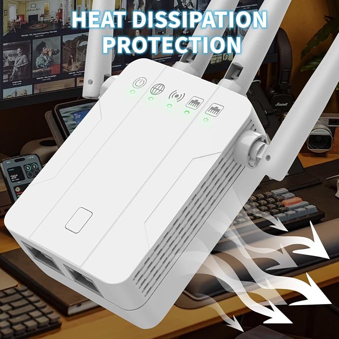 WiFi Extender 1300Mbps, Dual Band 2.4GHz 5GHz Signal Booster, Low Latency - Image 5