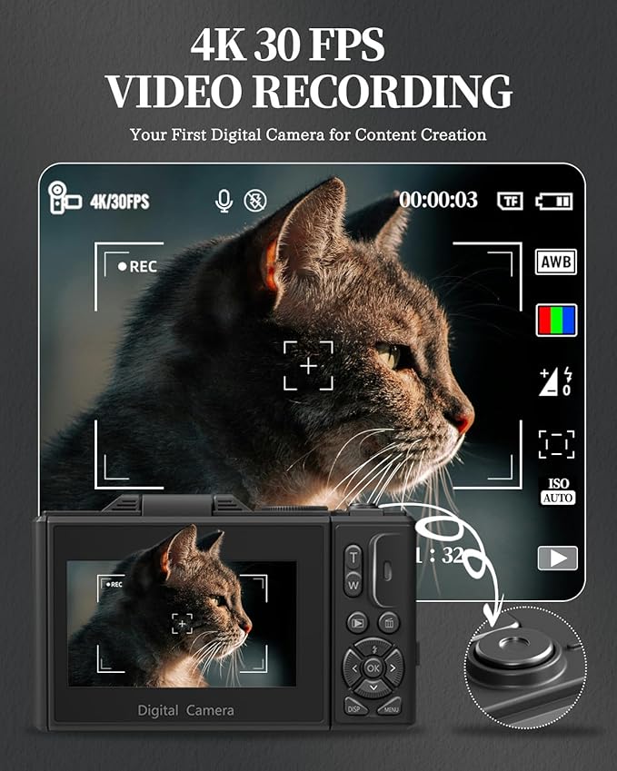 4K Digital Camera for Beginners & Teens, Autofocus Vlogging Camera - Image 2