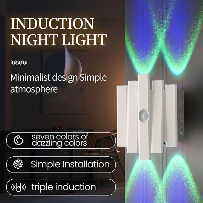 Rechargeable Motion Sensor Night Light, Magnetic RGB Color Changing LED Ambient - Image 2