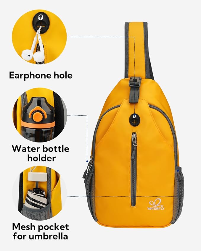 WATERFLY Crossbody Sling Backpack Sling Bag Travel Hiking Chest Bag Daypack - Image 5