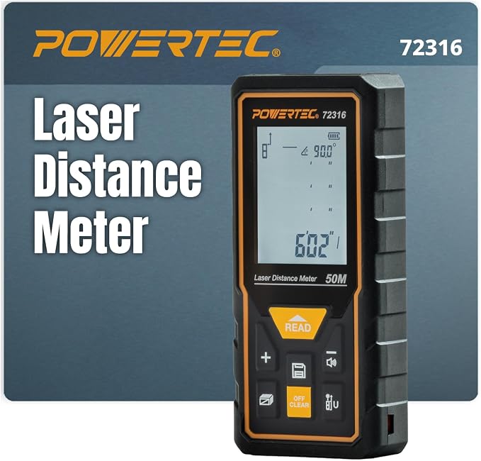 POWERTEC Laser Measure 165 ft Digital Distance Meter by POWERTEC