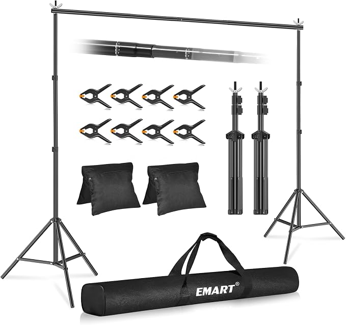 EMART Backdrop Stand 10x7.8ft Photo Studio Adjustable Background Stand Support by EMART