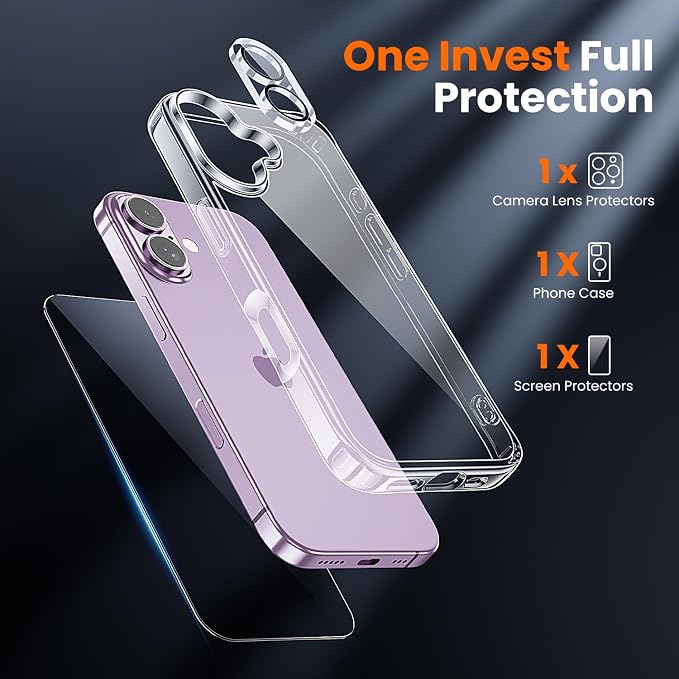 toushion 3 in 1 for iPhone Case Clear, Shockproof for iPhone 17, Transparent - Image 2
