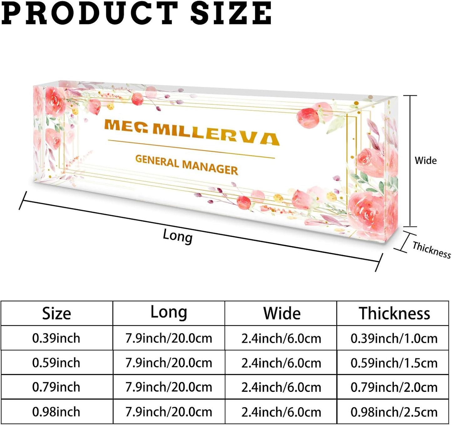 Personalized Name Plate for Desk, Custom Acrylic Desktop Accessories Office Decor for Women Men, Offices Gift for Coworkers Boss Teacher, Employee Appreciation Gifts