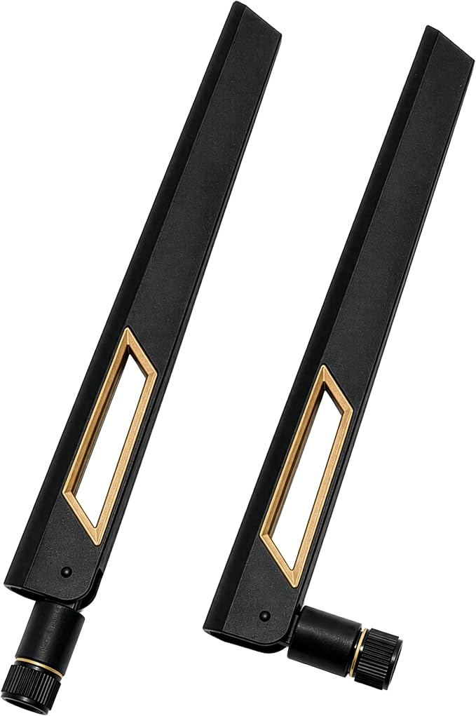Tri-Band WiFi Antenna 10dBi High Gain 2.4GHz, 6GHz | Pair of Black/Bronze | by HighZer0Electronics