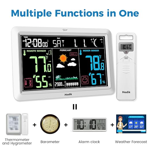 Weather Station with Atomic Clock Indoor Outdoor Thermometer Wireless, Humidity - Image 2