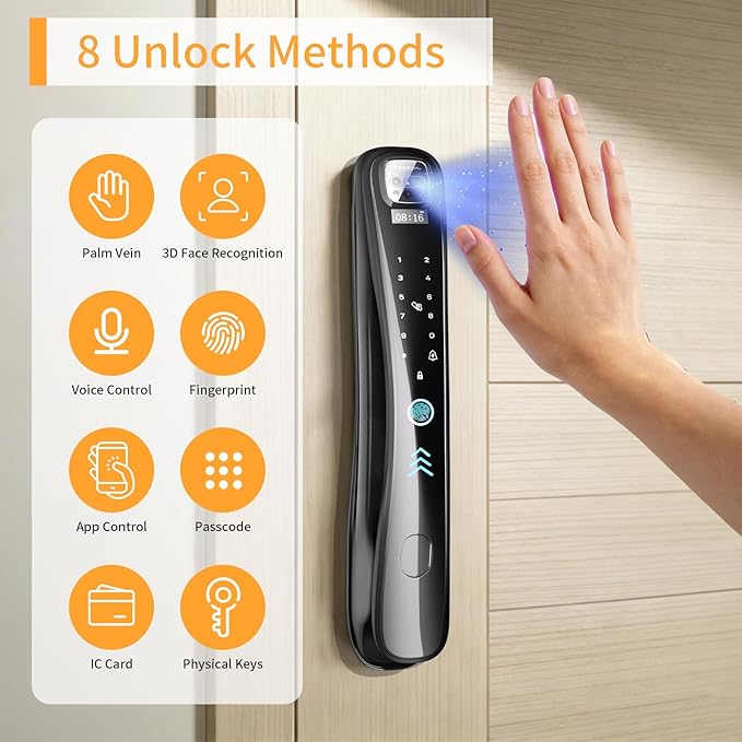 EIYSIE Smart Lock with Camera & Video Doorbell, 8-in-1 Keyless Entry Door Lock - Image 4