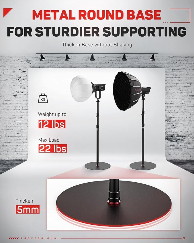 IFOOTAGE RB-A400 Round Base Light Stand Monopod, Live Streaming, Payload 22LBS - Image 4