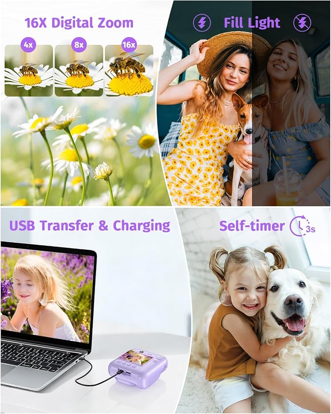 Instant Camera, Dual-Lens Kids Camera Instant Print - Image 6