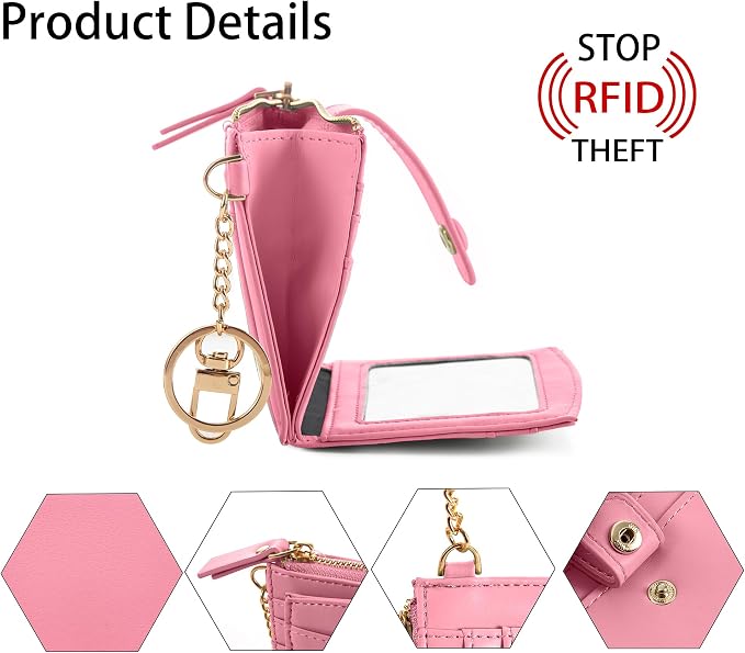 Keychain Wallet Wristlet Small Credit Card Holder Bracelet Key Chain Purse - Image 4