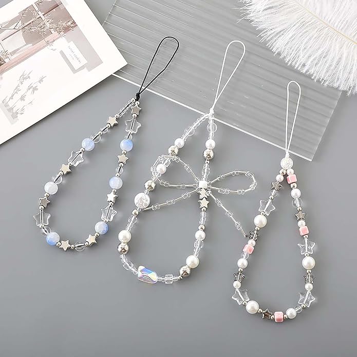 Beaded Phone Charm Lanyard Strap Girly Style Fixed Beads Pearl Lanyards - Image 6