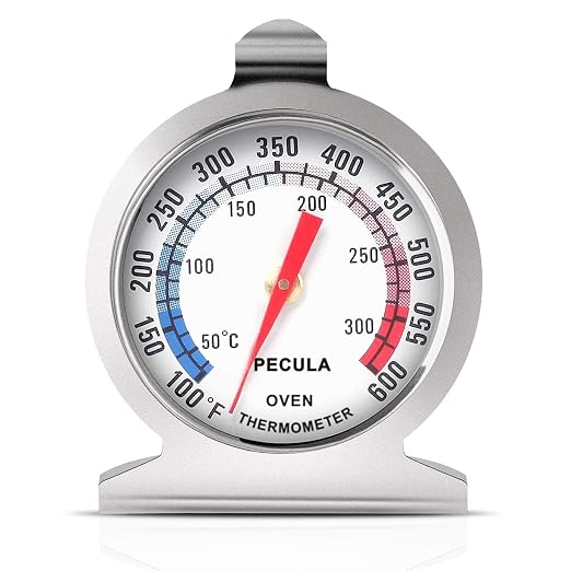 Stainless Steel Oven Thermometer 50-300°C/100-600°F, Analog Instant Read by PECULA