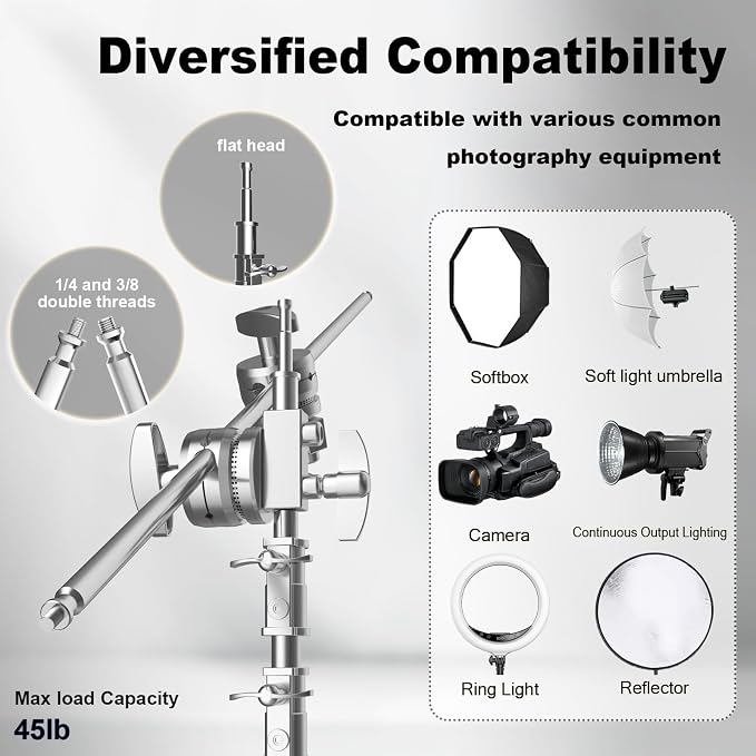 C Stand with Boom Arm, Photography Light Stand Kit - Image 4