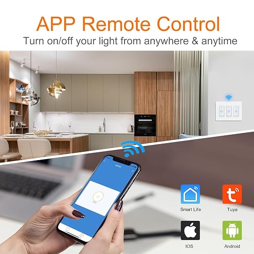 Milfra Smart Switch 3 Gang Alexa Light Switch Smart WiFi Light Switch Compatible - Image 3