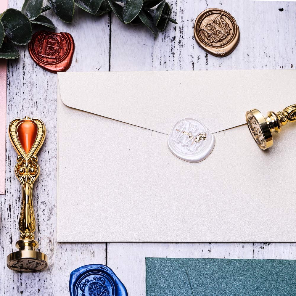 P Alphabet Sealing Wax Stamp, Lucky Goddness Gold Letter Sealing Stamp with Brass Head Retro Handle