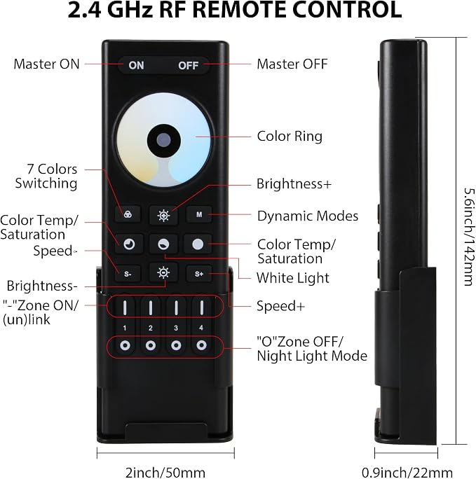 RC02RFB RF Remoter, 4-Zone 2.4G Handheld RF Remote Control Compatible - Image 2