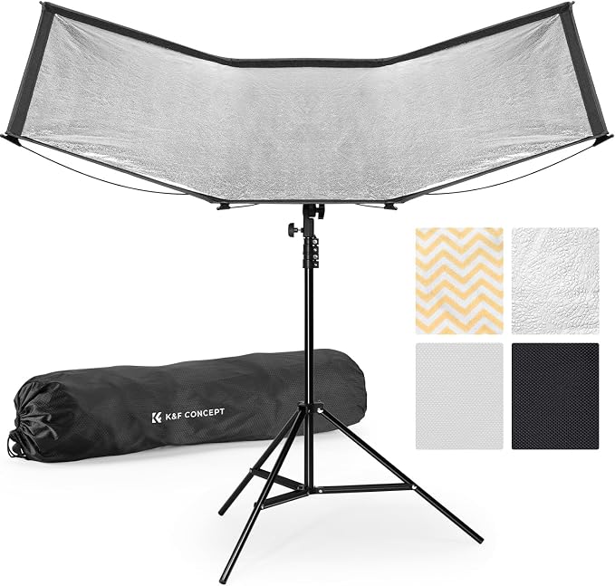 K&F CONCEPT Curved Reflector, Quick-Open Clamshell Light Reflector by KFCONCEPT
