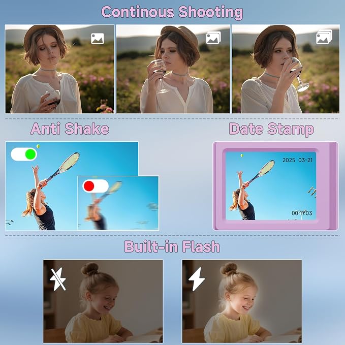 Digital Camera, 56MP 2.7K Dual-Screen Selfie Camera - Image 5