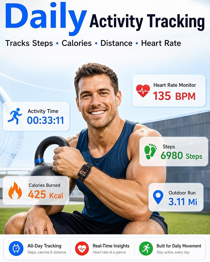 MorePro Health Fitness Tracker for Women Men, 24/7 Heart Rate Blood Pressure & - Image 4