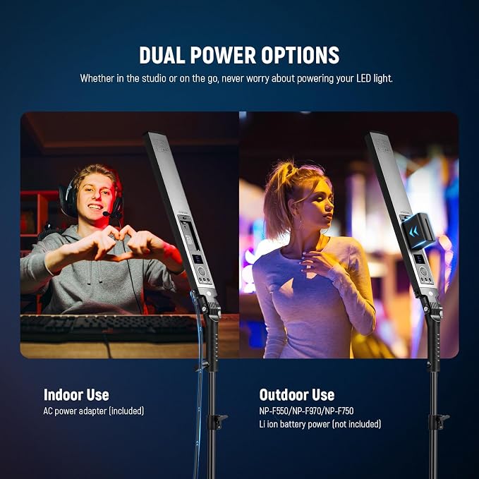 NEEWER Upgraded LED Video Light Stick & 2.4G Remote Kit, 2 Pack Handheld - Image 6