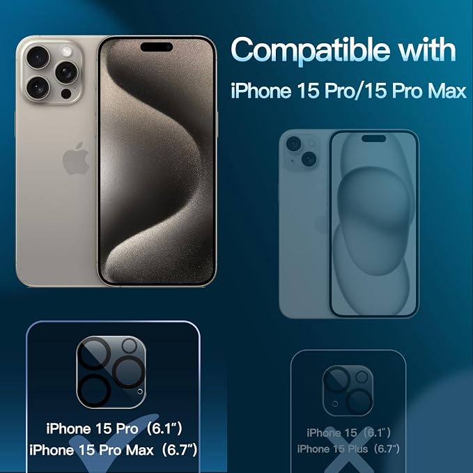 JETech Camera Lens Protector for iPhone 15 Pro 6.1-Inch and iPhone 15 Pro Max - Image 2