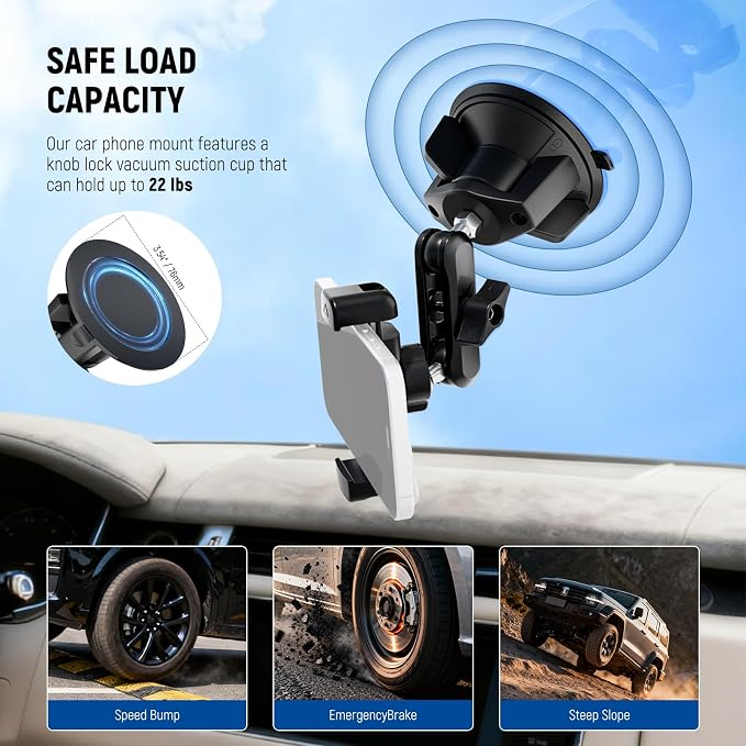 NEEWER Phone Holder for Your Car, 360° Rotating Vacuum Suction Cup Metal Cell - Image 4