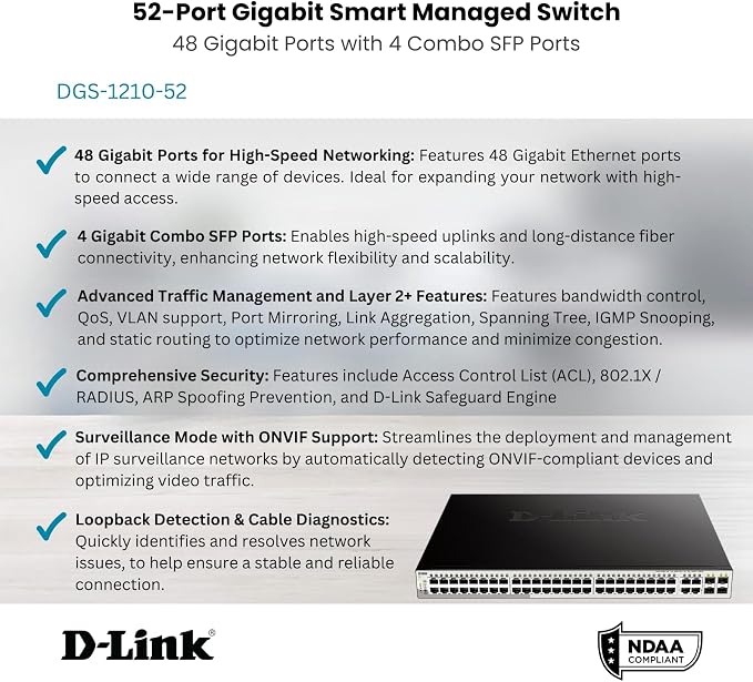 D-Link Systems 52-Port Gigabit Web Smart Switch including 4 Gigabit SFP Ports - Image 2