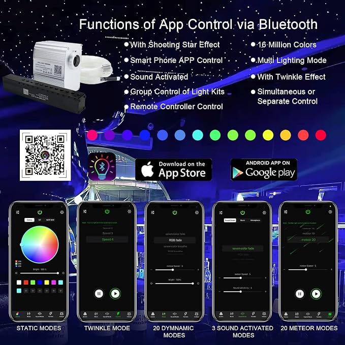 AKEPO Shooting Star+Twinkle Fiber Optic Lights Kit, Car Home Use Meteor APP - Image 2