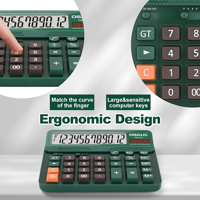 Pendancy Desk Calculator Large Display, 5in LCD 12-Digit, Large Button - Image 3