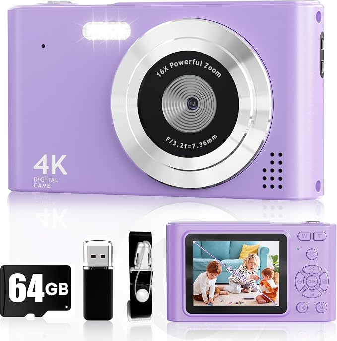Digital Camera, 44MP Full HD 1080P Point and Shoot Camera by BEARBISU