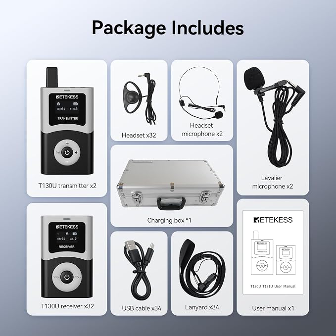 Retekess T130U Wireless Tour Guide System, Stable Signal, Assistive Listening - Image 9