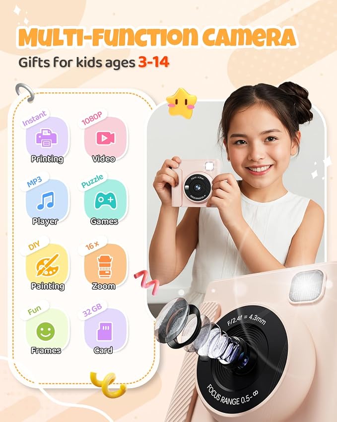 TIATUA Kids Instant Print Camera, Christmas Birthday Gifts - Image 2