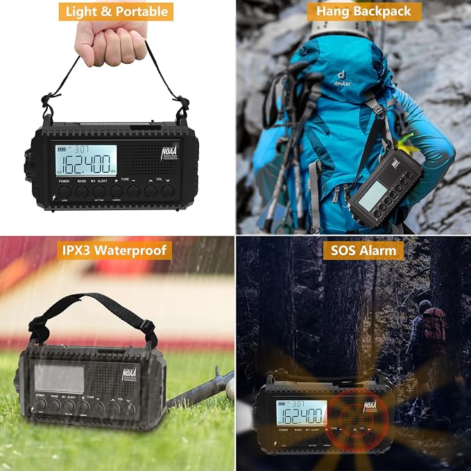 Raynic NOAA Weather Radio, 5000mAh/18500mWh Solar Hand Crank Emergency Radio - Image 5