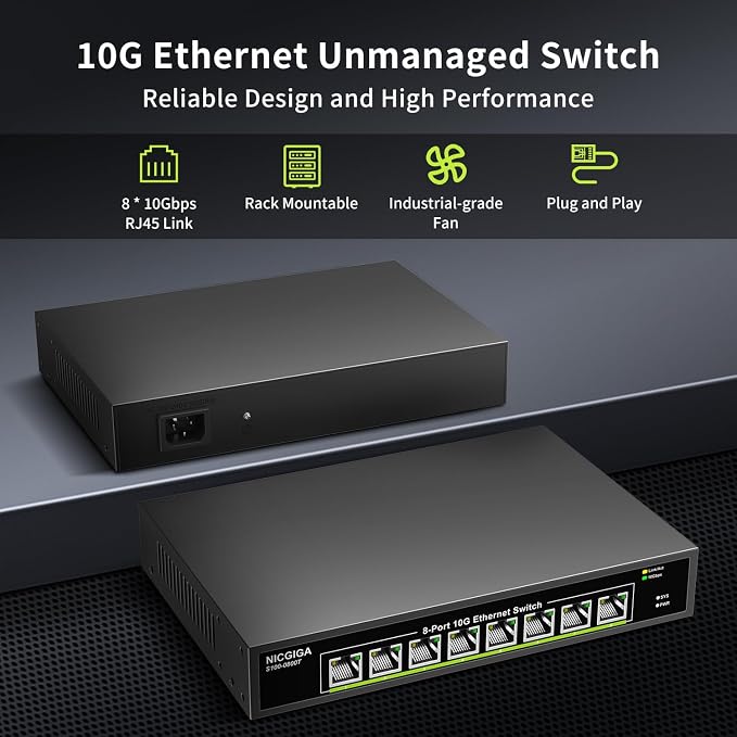 8 Port 10G Ethernet Switch Unmanaged, - Image 3