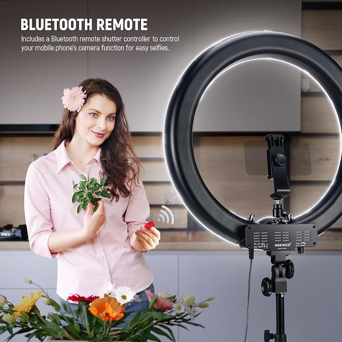 NEEWER 55W 18"/45cm Ring Light Kit, 5600K Dimmable LED Ringlight Tripod Stand - Image 9