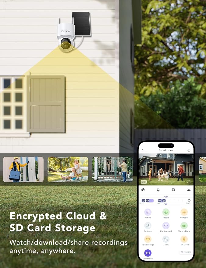 2K Solar Security Cameras Wireless Outdoor, 360°PTZ Battery Powered Cameras - Image 5