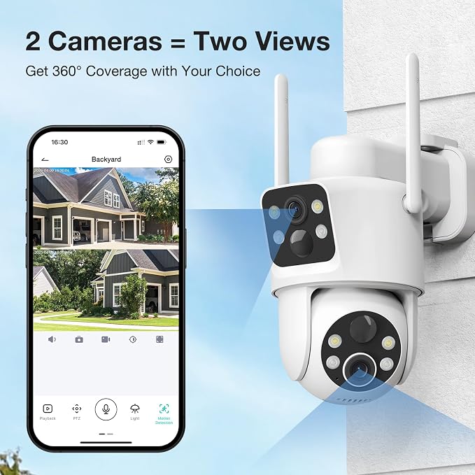 TKENPRO 2 Pack Dual Lens Solar Security Cameras Wireless Outdoor, 2K Full HD - Image 2