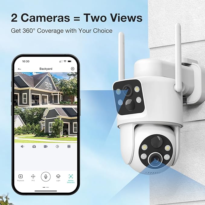 TKENPRO Dual Lens Solar Security Cameras Wireless Outdoor, 2K Full HD Video - Image 2