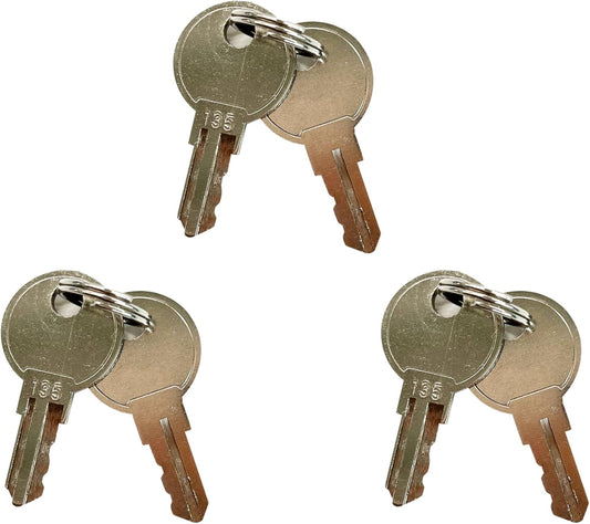 Key #135, Set 6Keys only for HK SYSTEMS 16inch Cash Drawer (P41SBU, ASIN B0F54LYM3N)