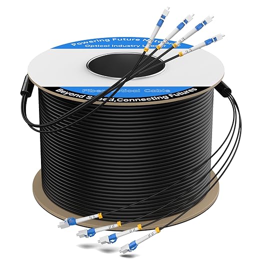 150M/492FT Outdoor Armored LC to LC Fiber Optic Cable, 4 Core OS2 Single Mode by Unknown