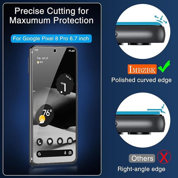 IMBZBK 3 Pack Screen Protector for Google Pixel 8 Pro Tempered Glass - Image 4