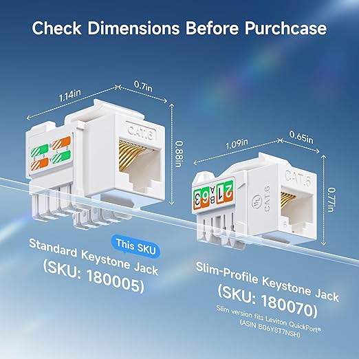 Cable Matters 10-Pack 10Gbps Cat6 Keystone Jacks, RJ45 Keystone Jack, Ethernet - Image 3